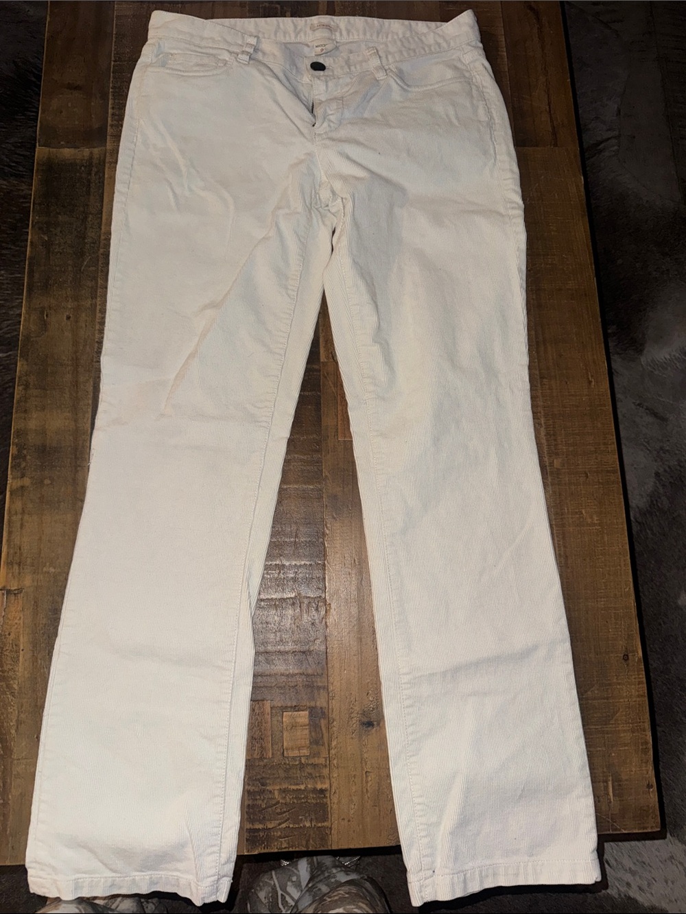 J. Crew White Corduroy Straight Leg Pants